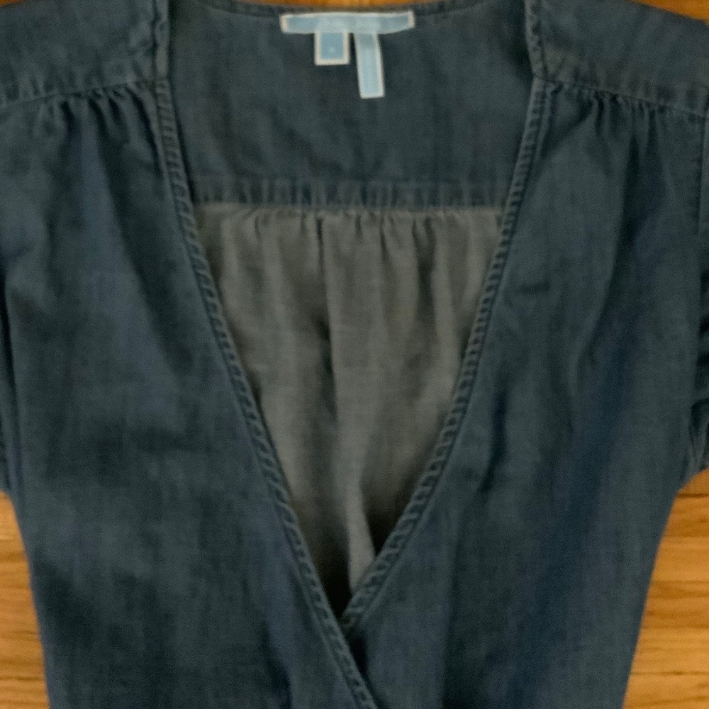 Draper James Chambray Midi Denim Wrap Dress With … - image 7